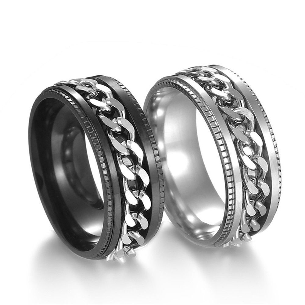 boboman Cool Stainless Steel Rotatable Men Ring High Quality Spinner Chain Punk Women Jewelry for Party Gift A-1540