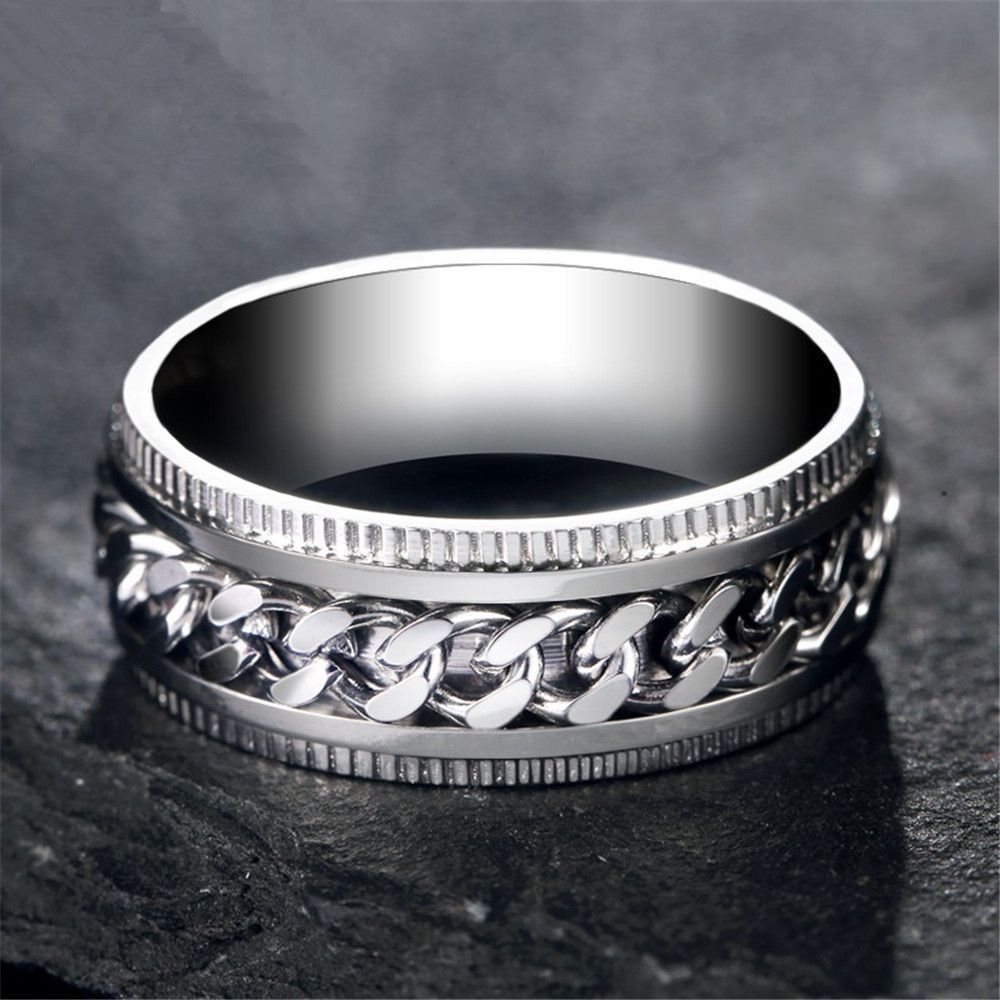 boboman Cool Stainless Steel Rotatable Men Ring High Quality Spinner Chain Punk Women Jewelry for Party Gift A-1540