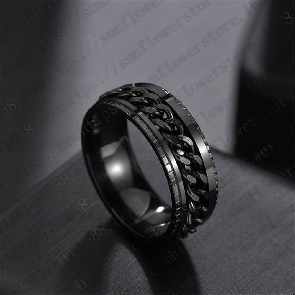 boboman Cool Stainless Steel Rotatable Men Ring High Quality Spinner Chain Punk Women Jewelry for Party Gift A-1540