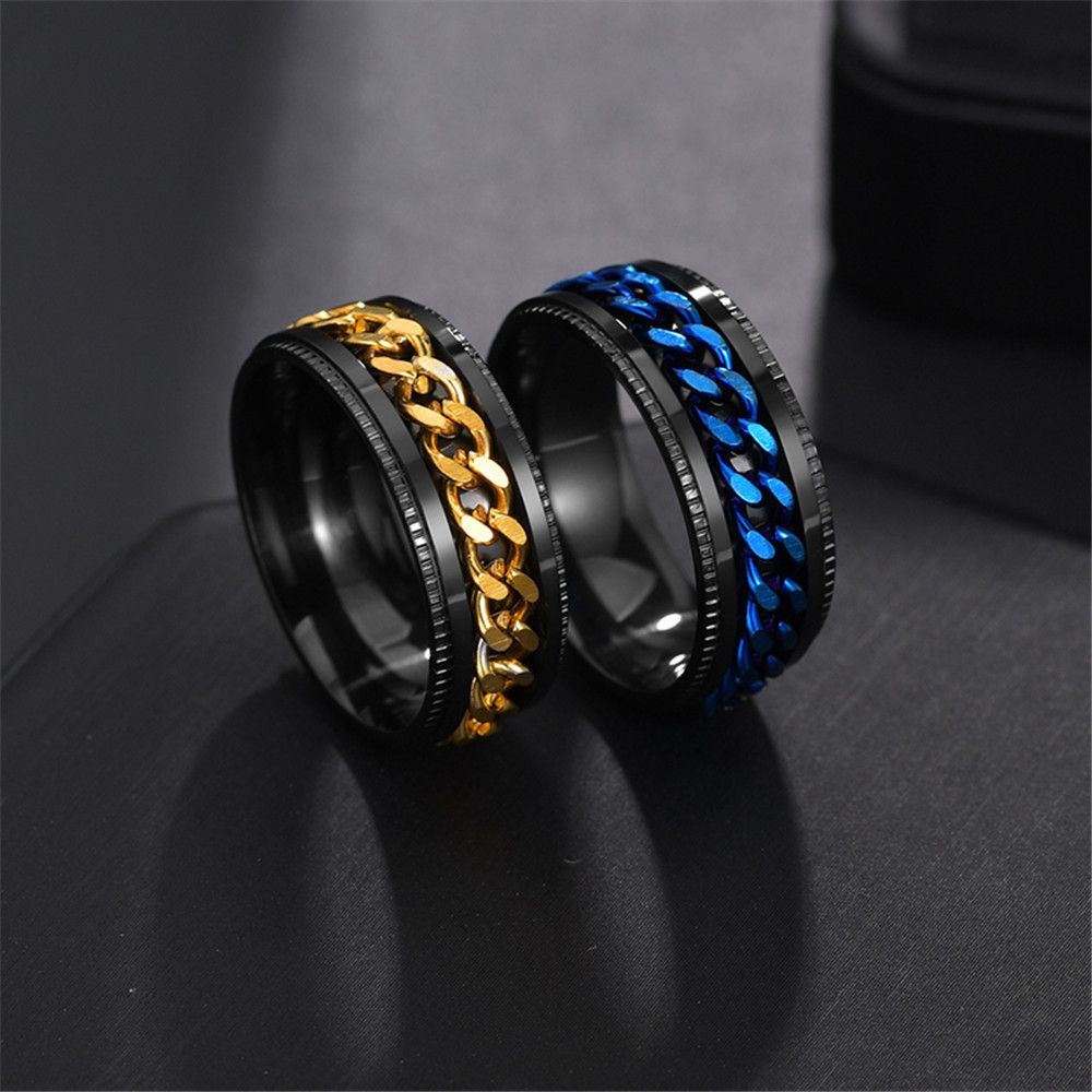 boboman Cool Stainless Steel Rotatable Men Ring High Quality Spinner Chain Punk Women Jewelry for Party Gift A-1540