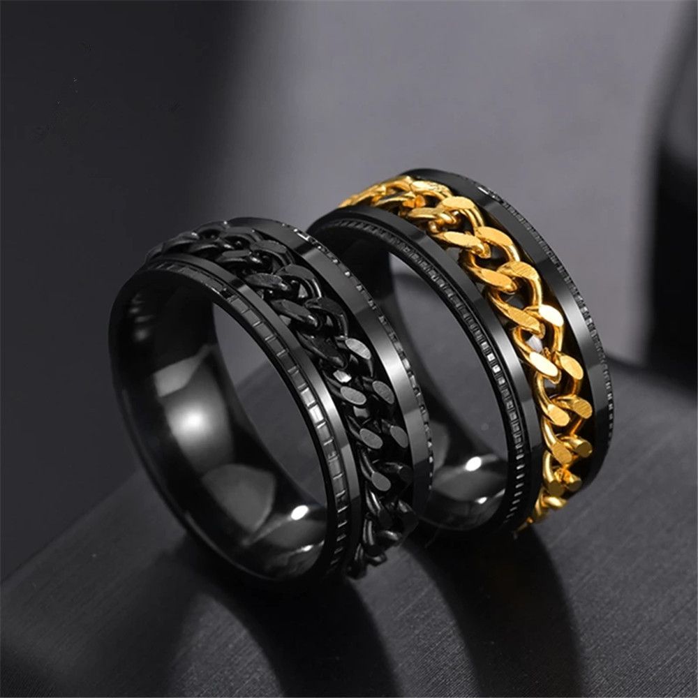 boboman Cool Stainless Steel Rotatable Men Ring High Quality Spinner Chain Punk Women Jewelry for Party Gift A-1540
