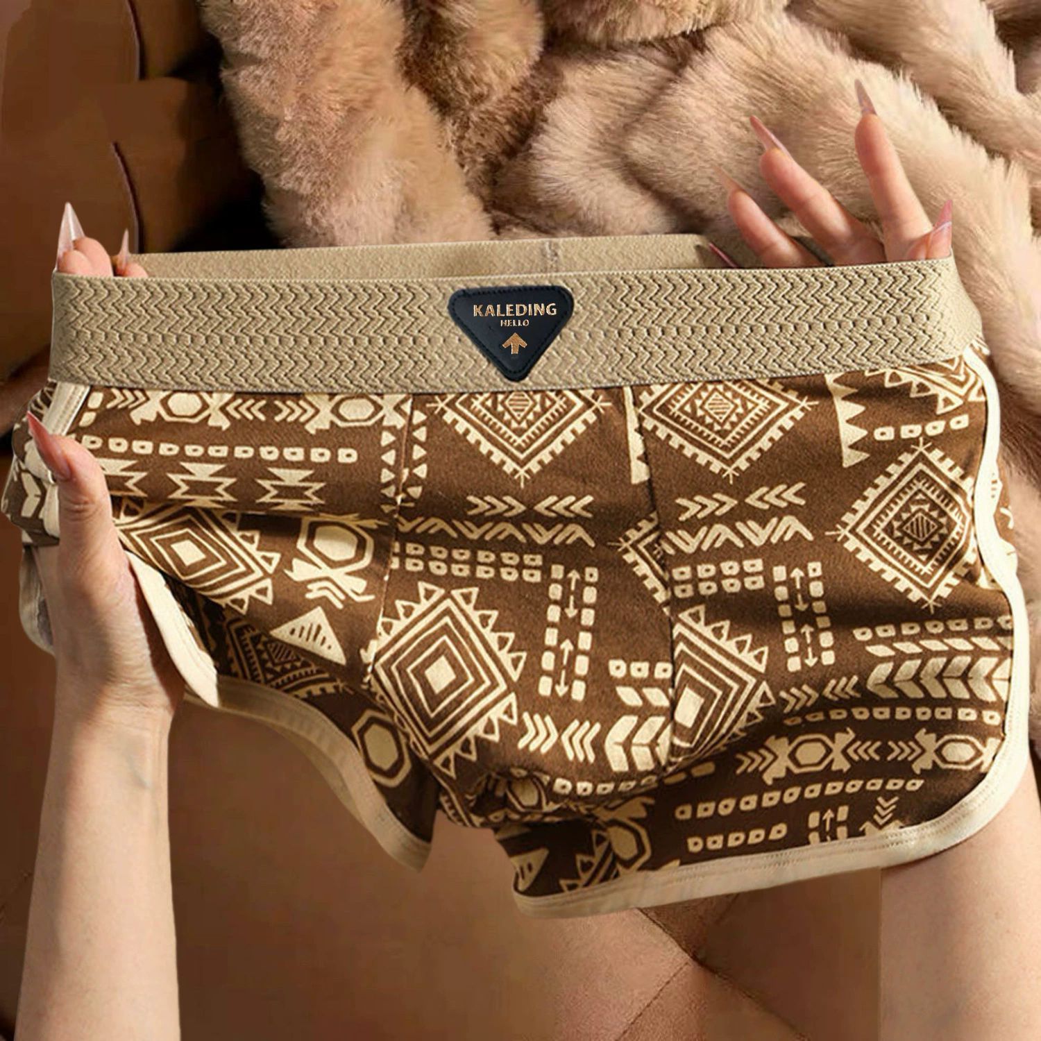 3PCS/SET Men's Underwear American Retro Ethnic Style Flat Leg Pants Breathable Soft Men Underpant Trendy Men's Boxer Shorts