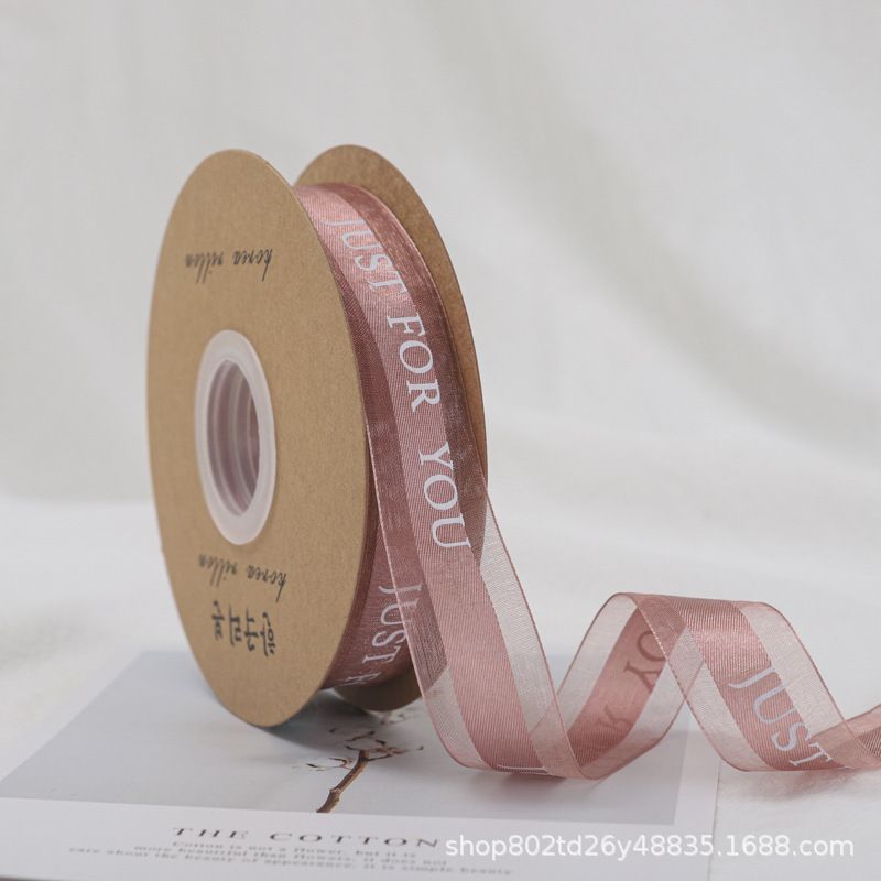 Transparent Snow Gauze Ribbon Satin Ribbon Holiday DIY Gift Cake Flower Packaging Ribbon Printing Floral Ribbon &