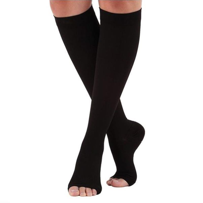 Elastic Open Toe High Tube Calf Compression Socks Varicose Veins Treatment Shaping Gradient Pressure Shaping Socks FZ-460