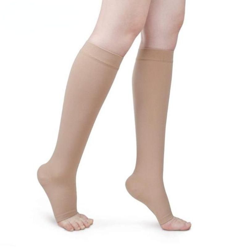Elastic Open Toe High Tube Calf Compression Socks Varicose Veins Treatment Shaping Gradient Pressure Shaping Socks FZ-460