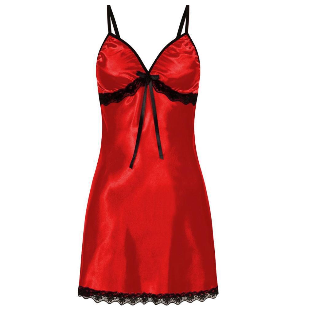 Women Lace Sling Silk Satin Night Dress Nighties V-neck Plus Size Sleepwear Nightgown Summer Nightwear Sleepshirts for Women FZ-285