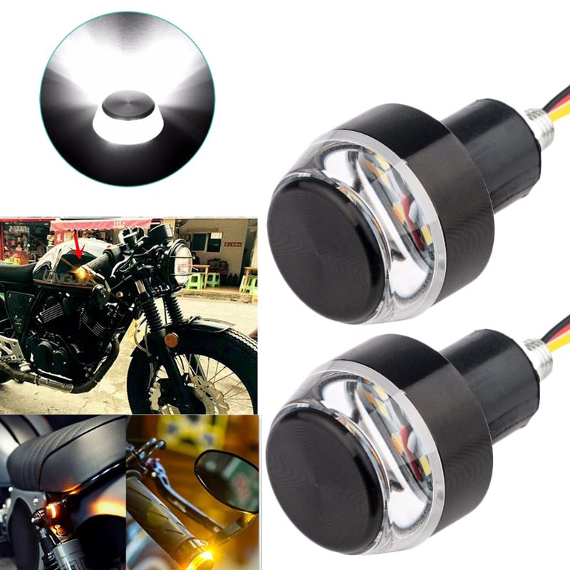 2type Dc 12v Motorcycle Led Handlebar End Turn Signal Light White Yellow Flasher Handle Grip Bar Blinker Side Marker Lamp Lights C-193