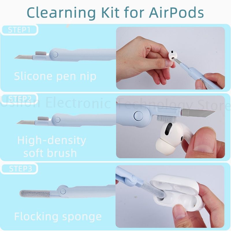 7-in-1 Computer Keyboard Cleaner Brush Kit Earphone Cleaning Pen For Headset iPad Phone Cleaning Tools Cleaner Keycap Puller Kit C-112