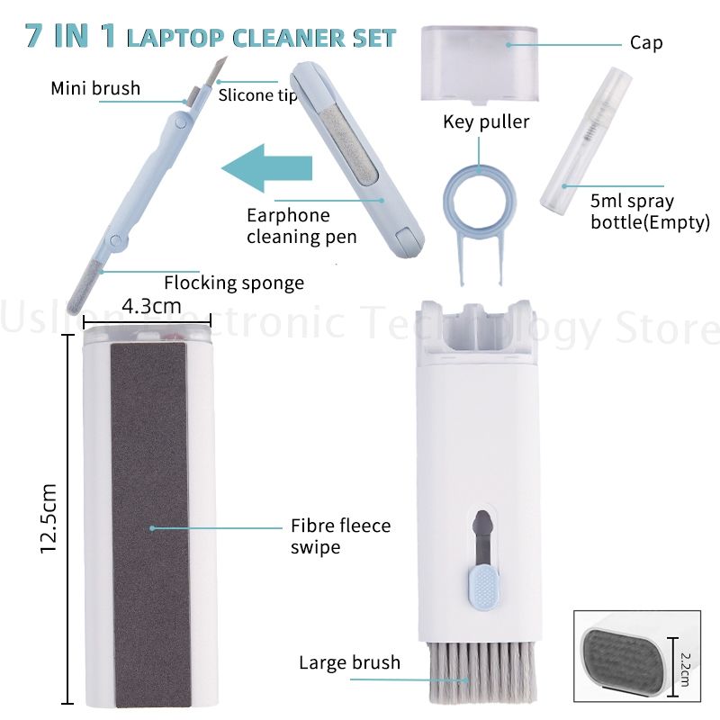 7-in-1 Computer Keyboard Cleaner Brush Kit Earphone Cleaning Pen For Headset iPad Phone Cleaning Tools Cleaner Keycap Puller Kit C-112