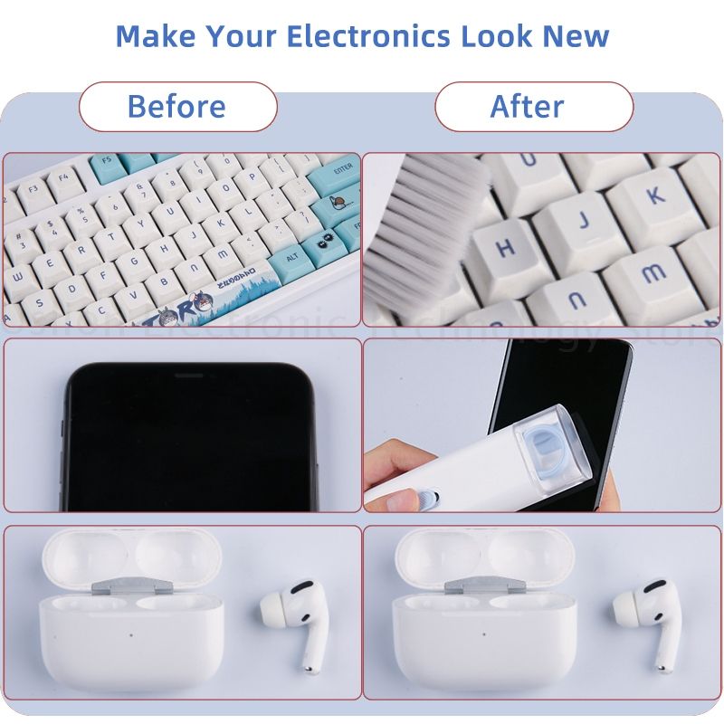 7-in-1 Computer Keyboard Cleaner Brush Kit Earphone Cleaning Pen For Headset iPad Phone Cleaning Tools Cleaner Keycap Puller Kit C-112