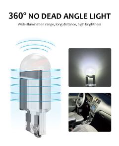 10X New W5W LED Canbus T10 Car Lights COB Glass Interior Parts Bulbs 6000K White Auto License Plate Lamp Dome Read Light 12V  C-289