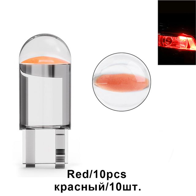 10X New W5W LED Canbus T10 Car Lights COB Glass Interior Parts Bulbs 6000K White Auto License Plate Lamp Dome Read Light 12V 24V C-289