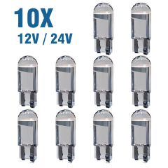 10X New W5W LED Canbus T10 Car Lights COB Glass Interior Parts Bulbs 6000K White Auto License Plate Lamp Dome Read Light 12V  C-289