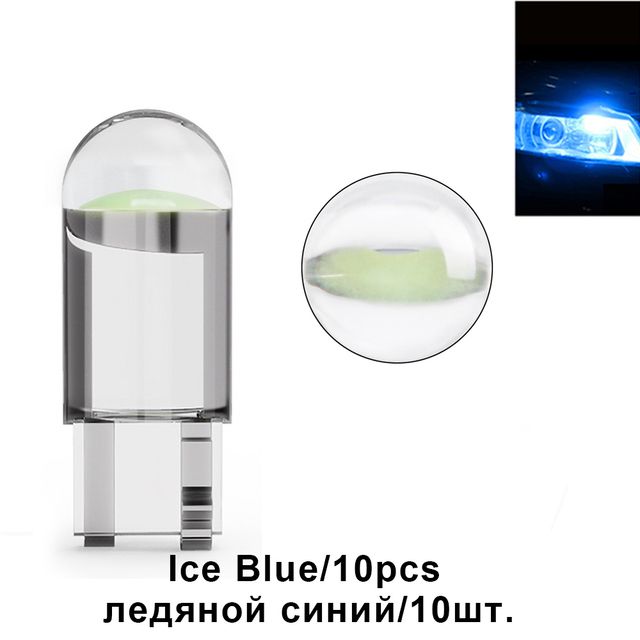 10X New W5W LED Canbus T10 Car Lights COB Glass Interior Parts Bulbs 6000K White Auto License Plate Lamp Dome Read Light 12V 24V C-289