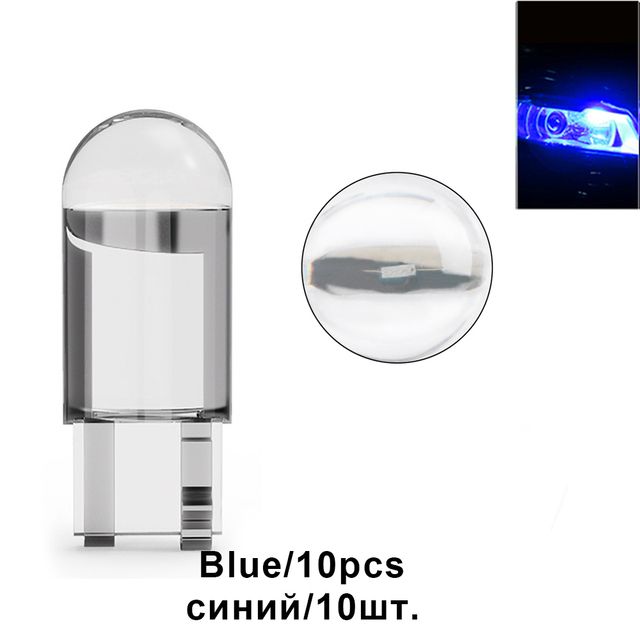 10X New W5W LED Canbus T10 Car Lights COB Glass Interior Parts Bulbs 6000K White Auto License Plate Lamp Dome Read Light 12V 24V C-289