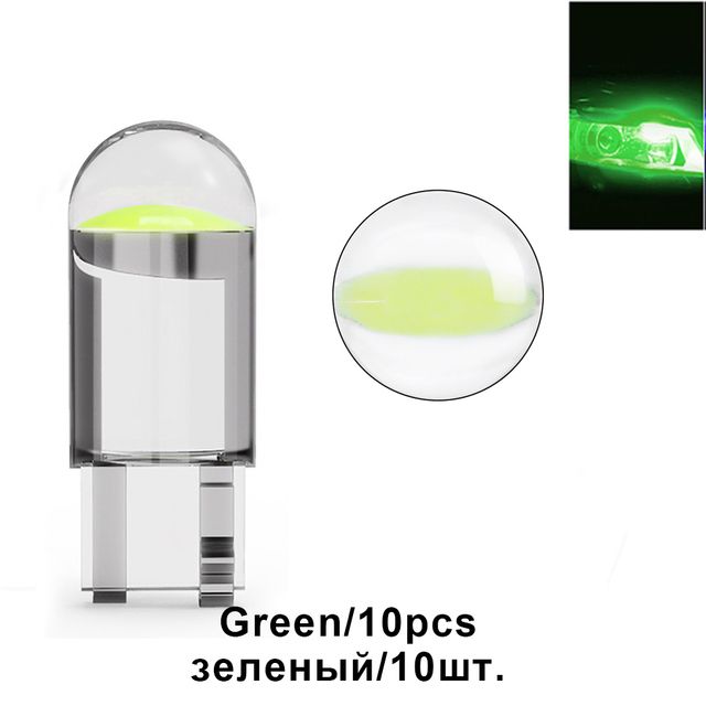 10X New W5W LED Canbus T10 Car Lights COB Glass Interior Parts Bulbs 6000K White Auto License Plate Lamp Dome Read Light 12V 24V C-289