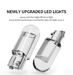 10X New W5W LED Canbus T10 Car Lights COB Glass Interior Parts Bulbs 6000K White Auto License Plate Lamp Dome Read Light 12V  C-289