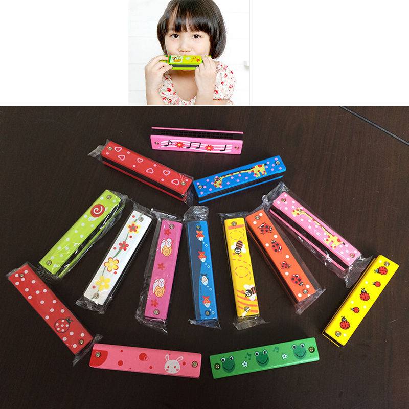 Funny Wooden Harmonica Kids Music Instrument Educational Child Attractive Toy F4-23