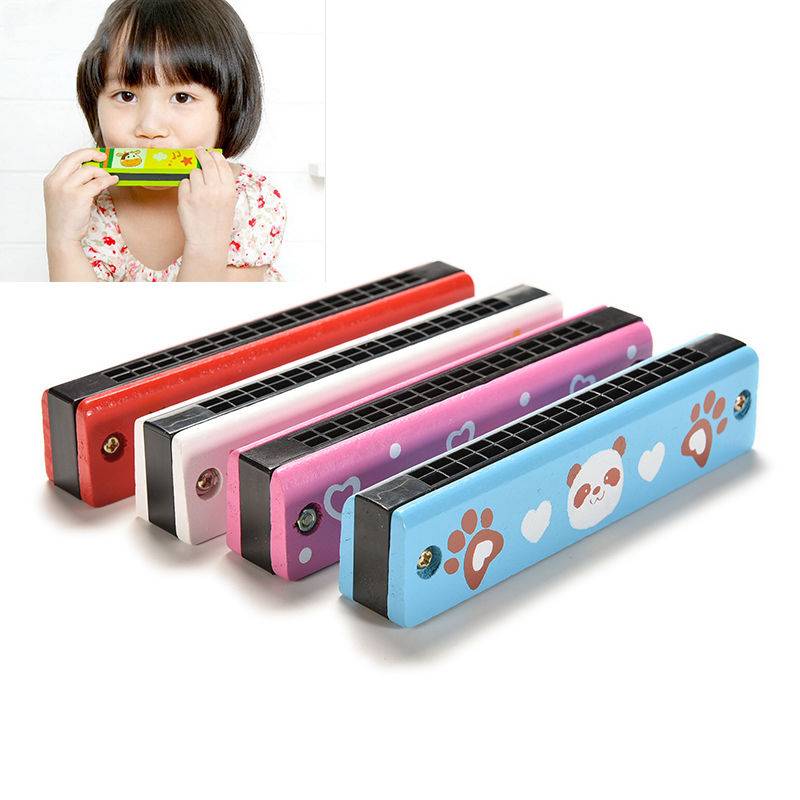 Funny Wooden Harmonica Kids Music Instrument Educational Child Attractive Toy F4-23