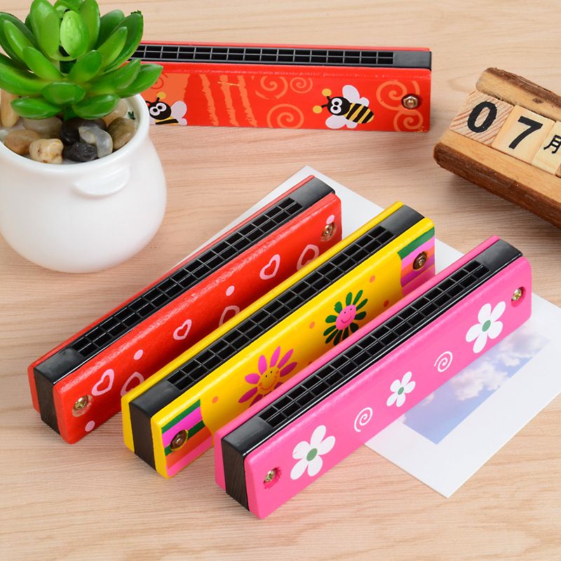 Funny Wooden Harmonica Kids Music Instrument Educational Child Attractive Toy F4-23