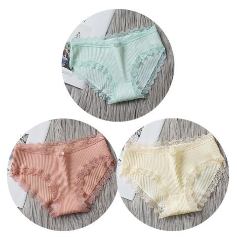 3pcs Cotton Panties Women Comfortable Underwears Sexy Middle-Waisted Underpants Female Lingerie Big Size Ladies Briefs FZ-349