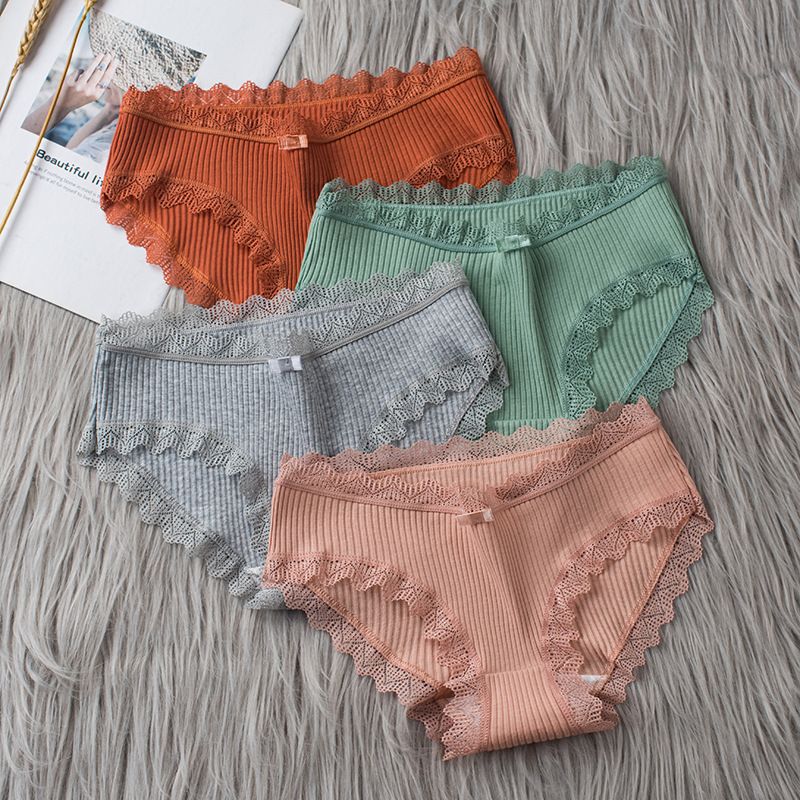 3pcs Cotton Panties Women Comfortable Underwears Sexy Middle-Waisted Underpants Female Lingerie Big Size Ladies Briefs FZ-349