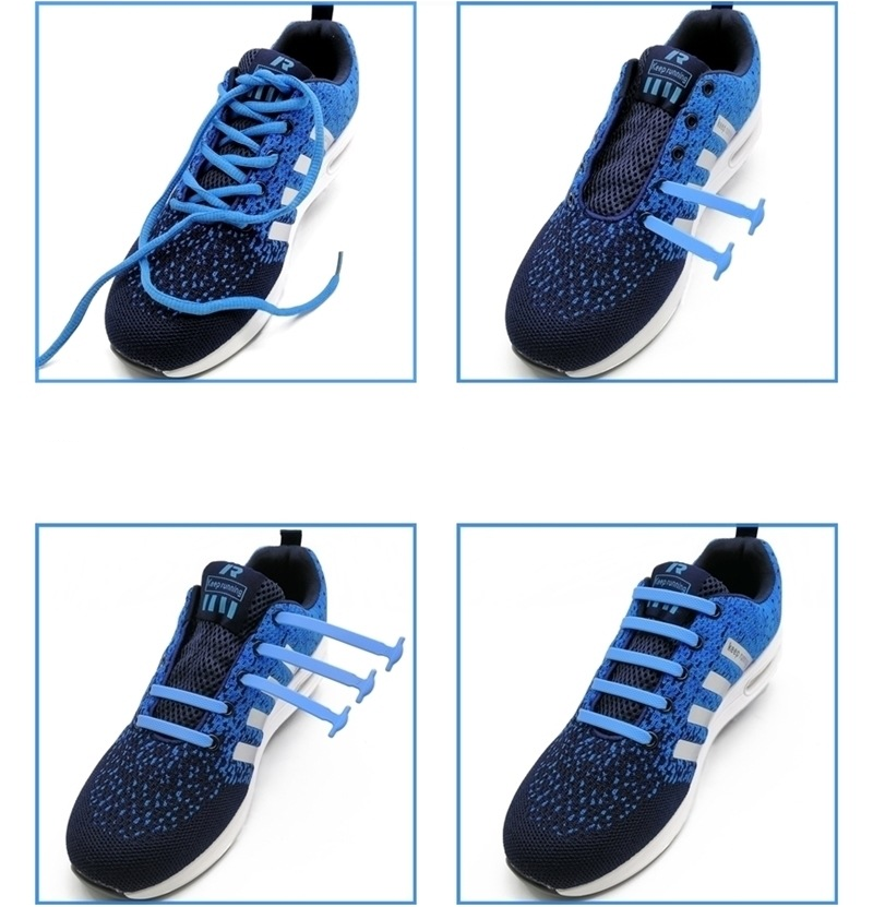 14pcs/lot Elastic Silicone Shoelaces For Shoes Creative Shoelace No Tie Shoe Laces For Men Lacing Shoes Rubber Shoelaces E-557