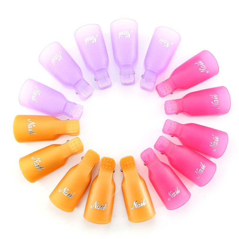 10pcs Plastic Nail Art Soak Off Cap Clips UV Gel Polish Remover Wrap Tool Fluid for Removal of Varnish Manicure Tools &E-1096