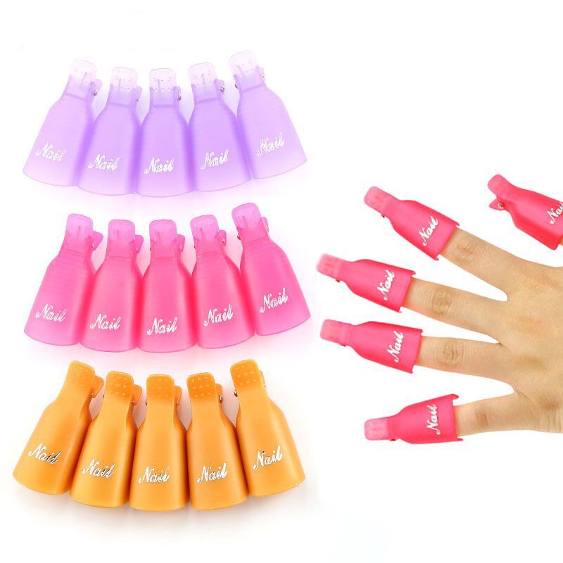 10pcs Plastic Nail Art Soak Off Cap Clips UV Gel Polish Remover Wrap Tool Fluid for Removal of Varnish Manicure Tools &E-1096