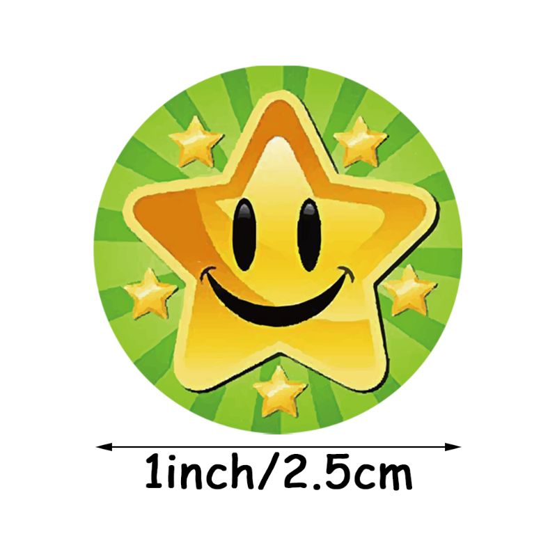 500pcs/1 volumeChildren Reward Stickers Creative School Supplies Reward Cute Star Sticker 2.5cm Circle Kids Toy Stickers C-261