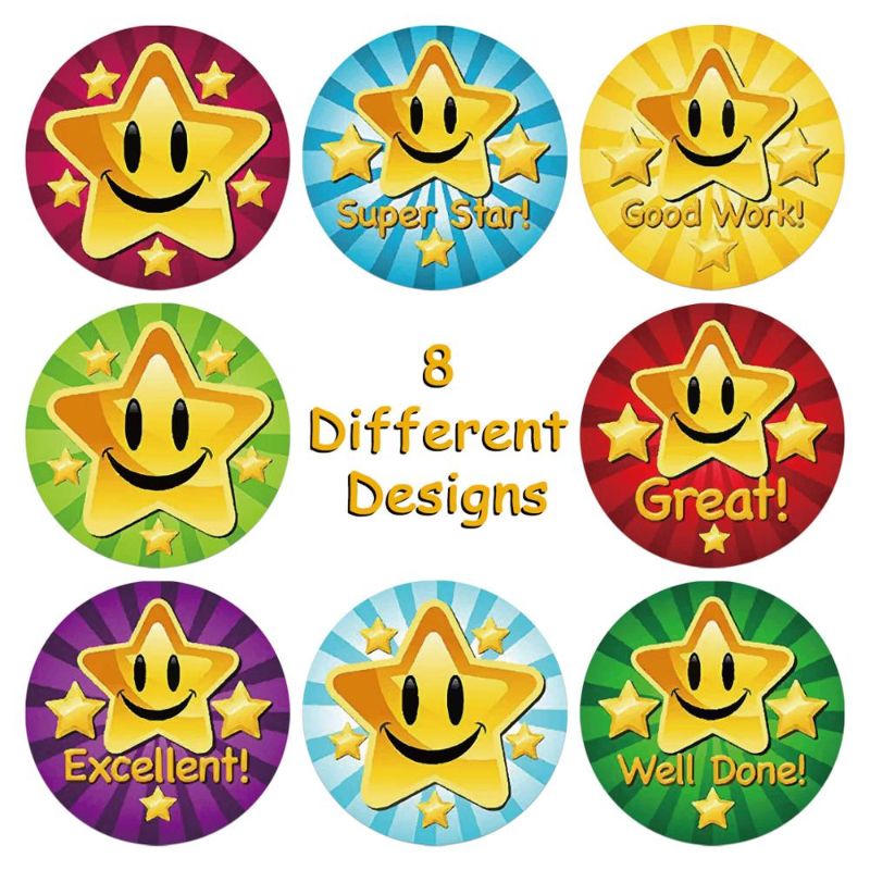 500pcs/1 volumeChildren Reward Stickers Creative School Supplies Reward Cute Star Sticker 2.5cm Circle Kids Toy Stickers C-261