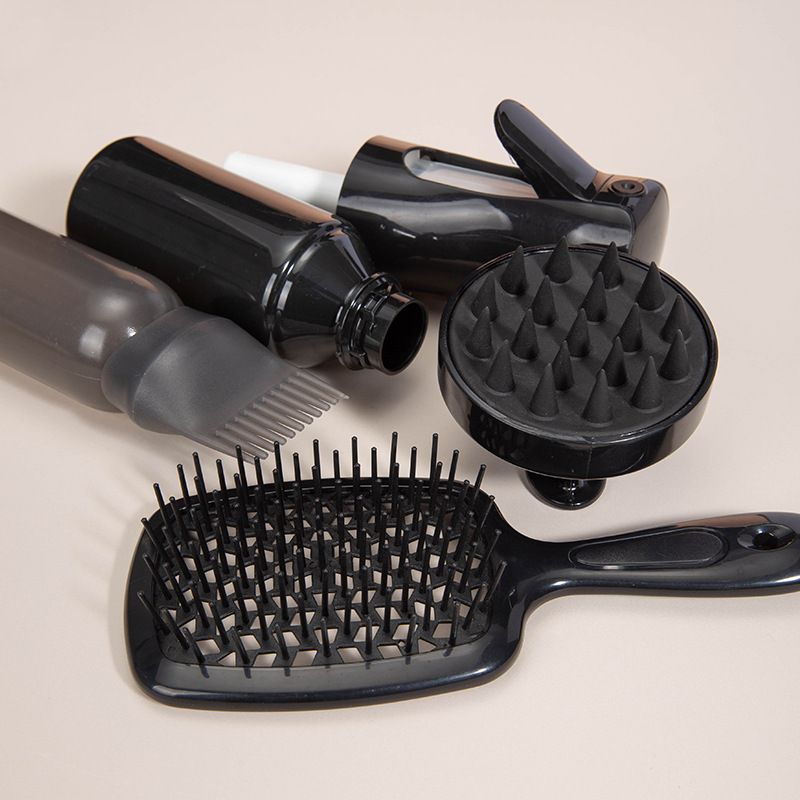 4Pcs Silicone Scalp Massage Comb Detangling Hair Brush Hairdressing Hair Dye Applicator Bottle Spray Bottle Barber Styling Tools
