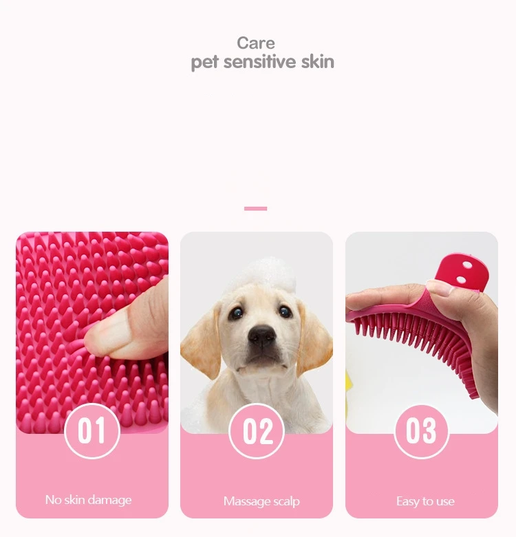 1Pc Pet Dog Cat Bath Brush Comb Rubber Glove Hair Fur Grooming Massaging Dog Cleaning Gloves Silicone Bath Brush Dog Supplies C-646
