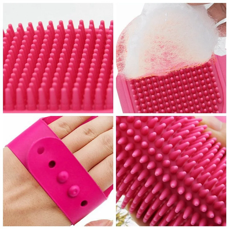 1Pc Pet Dog Cat Bath Brush Comb Rubber Glove Hair Fur Grooming Massaging Dog Cleaning Gloves Silicone Bath Brush Dog Supplies C-646