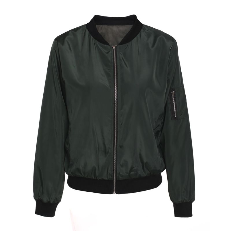 Spring Autumn Women Lady Thin Jackets Fashion Basic Bomber Jacket Long Sleeve Coat Casual Stand Collar Thin Slim Fit Outerwear