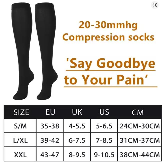 Varicose Veins Compression Socks Fit For Golf Rugby Running Hiking Sports For Anti Fatigue Driving Travel Flight Women Men Socks E-1121