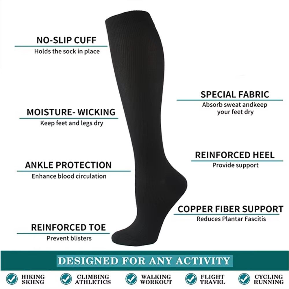 Varicose Veins Compression Socks Fit For Golf Rugby Running Hiking Sports For Anti Fatigue Driving Travel Flight Women Men Socks E-1121