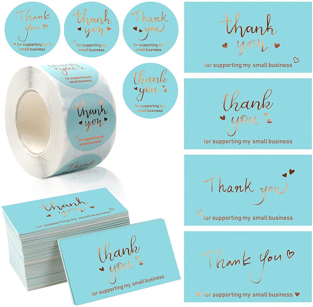 50pcs/1set card with gold stamping thank you for purchasing a commercial decorative sticker label card C-451