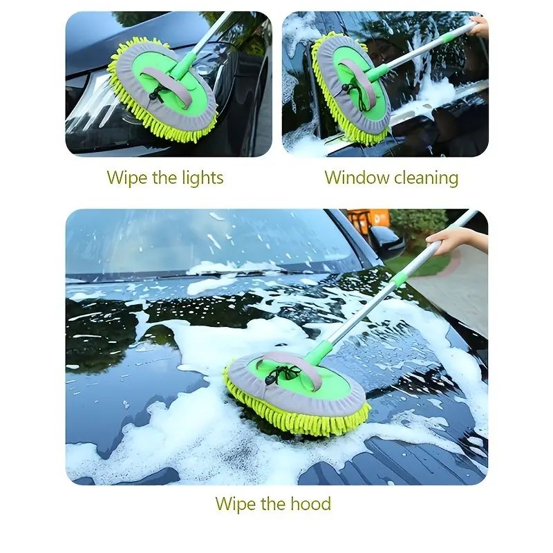 1pc Microfiber Car Wash Brush Mop Kit Mitt Sponge With Long Handle Car Cleaning Supplies Kit Duster Washing Car Tools Accessori