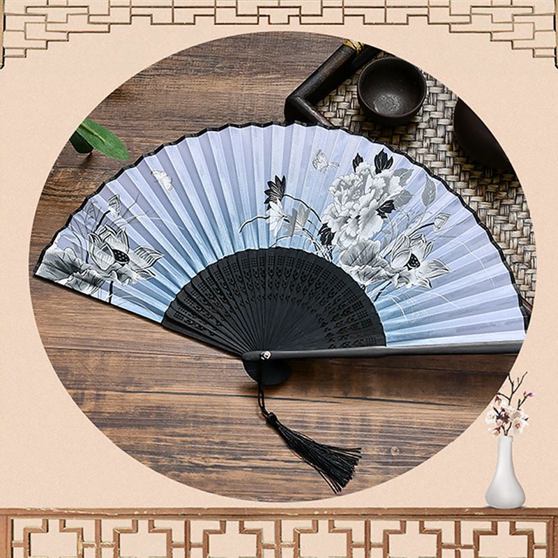Retro Silk Style Folding Fan Chinese Japanese Art Craft Gift Home Decoration Ornament Dancing Fan Hand