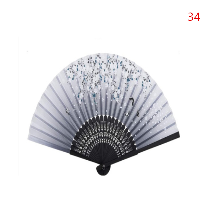 Retro Silk Style Folding Fan Chinese Japanese Art Craft Gift Home Decoration Ornament Dancing Fan Hand
