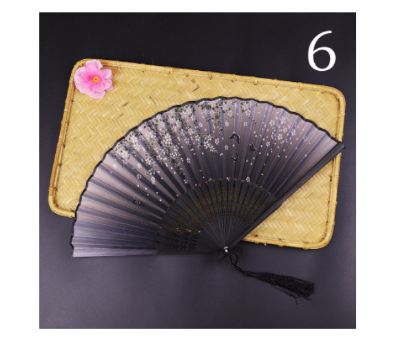 Retro Silk Style Folding Fan Chinese Japanese Art Craft Gift Home Decoration Ornament Dancing Fan Hand