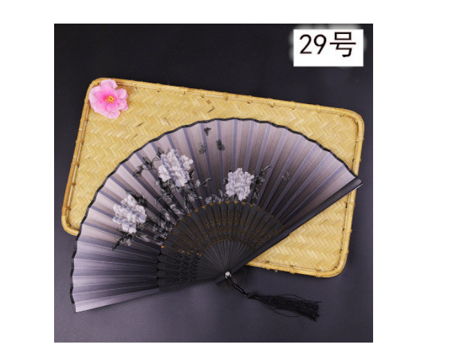 Retro Silk Style Folding Fan Chinese Japanese Art Craft Gift Home Decoration Ornament Dancing Fan Hand