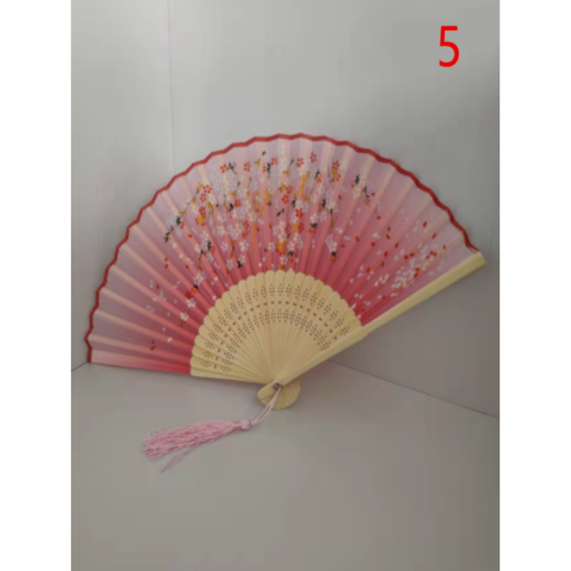 Retro Silk Style Folding Fan Chinese Japanese Art Craft Gift Home Decoration Ornament Dancing Fan Hand