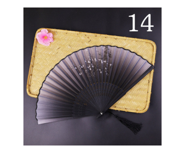 Retro Silk Style Folding Fan Chinese Japanese Art Craft Gift Home Decoration Ornament Dancing Fan Hand