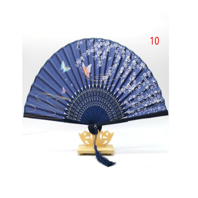 Retro Silk Style Folding Fan Chinese Japanese Art Craft Gift Home Decoration Ornament Dancing Fan Hand