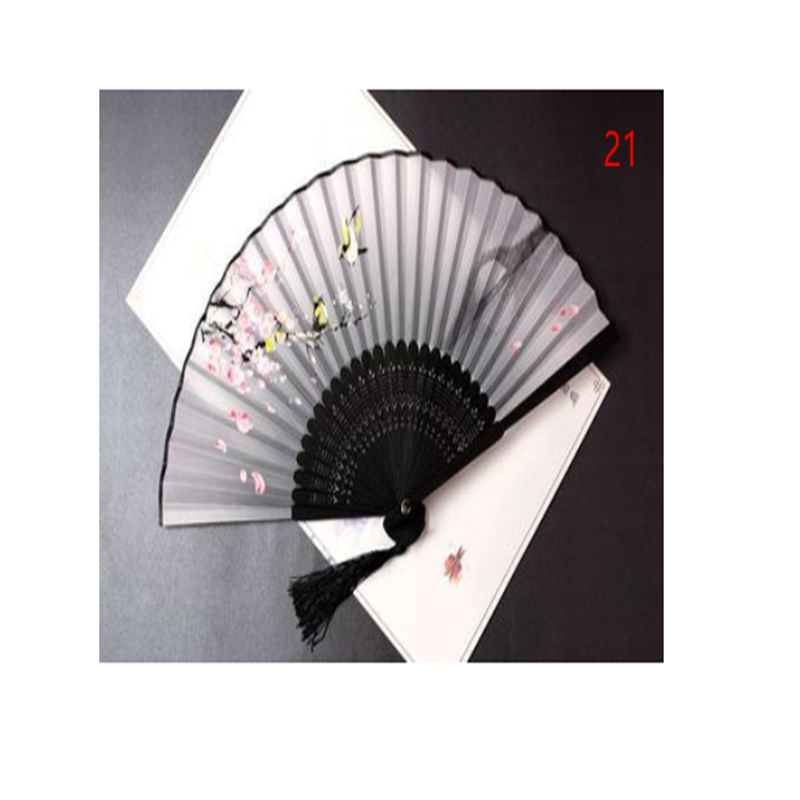 Retro Silk Style Folding Fan Chinese Japanese Art Craft Gift Home Decoration Ornament Dancing Fan Hand