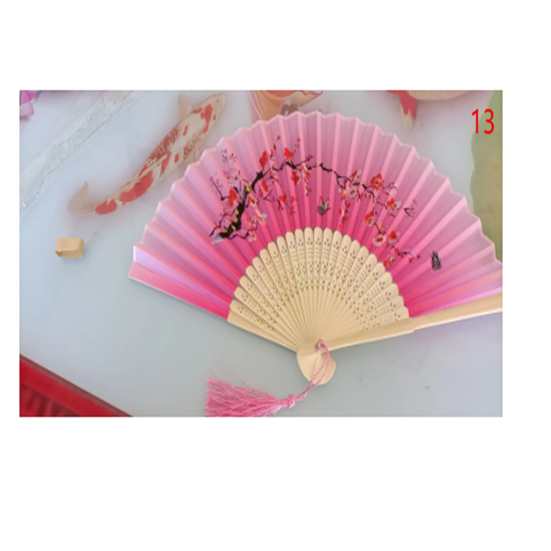 Retro Silk Style Folding Fan Chinese Japanese Art Craft Gift Home Decoration Ornament Dancing Fan Hand