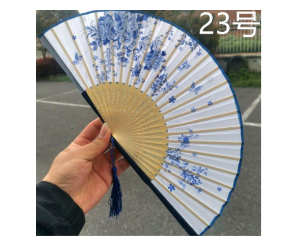 Retro Silk Style Folding Fan Chinese Japanese Art Craft Gift Home Decoration Ornament Dancing Fan Hand