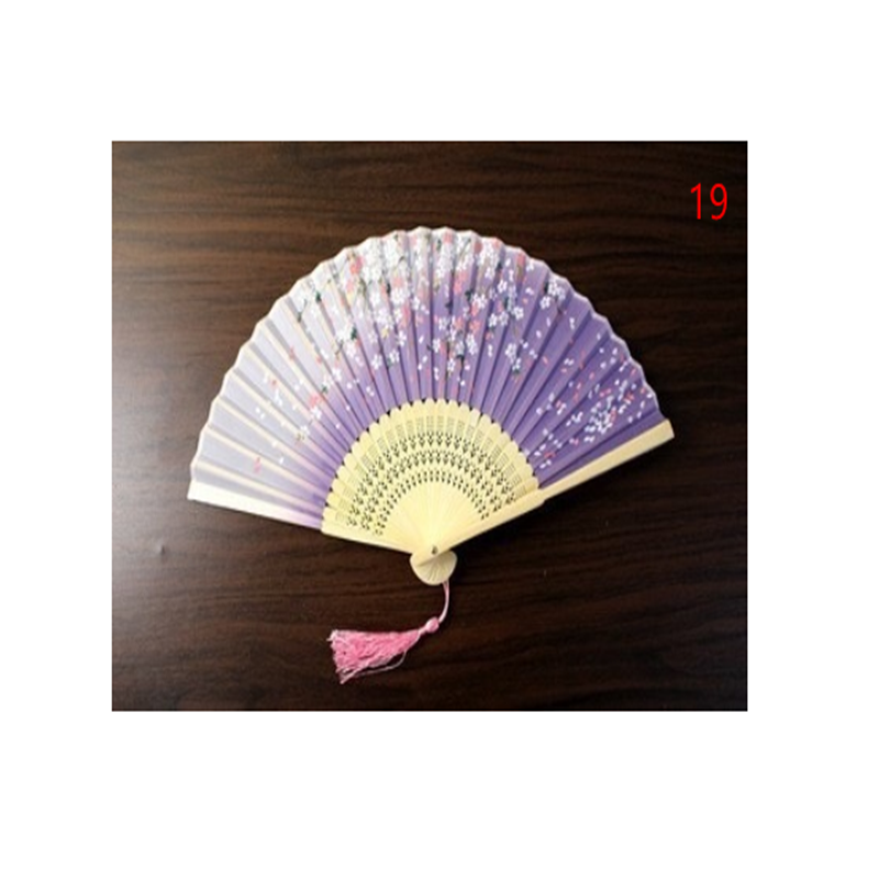 Retro Silk Style Folding Fan Chinese Japanese Art Craft Gift Home Decoration Ornament Dancing Fan Hand